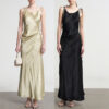 572626719 New Textured Satin Strapless Dress with Wrap Front, Pleated Satin Tie-Back Sleeveless Long Dress