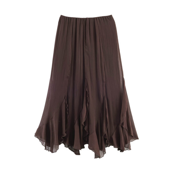 572626726 Commuting style lace layered decorative MIDI skirt