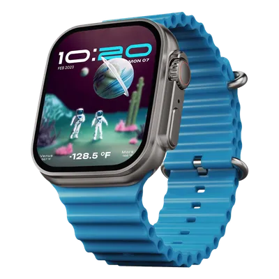 316613_0_quluss GOBOULT Crown Bluetooth Calling Android OS Smartwatch (49.5mm HD Display, Working Crown, Blue Strap)