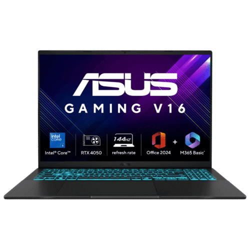 ASUS V16 V3607VU-RP550WS Intel Core 5 Gaming Laptop (16GB, 512GB SSD, Windows 11 Home, 6GB Graphics, 16 inch 144 Hz WUXGA IPS Display, NVIDIA GeForce RTX 4050, MS Office Home 2024, Black, 1.95 KG)