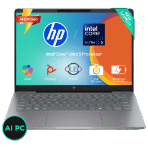 HP OmniBook 7 Intel Core Ultra 5 Laptop (16GB, 512GB SSD, Windows 11, 14 inch 2K OLED Display, MS Office 2024, Meteor Silver, 1.41 KG)