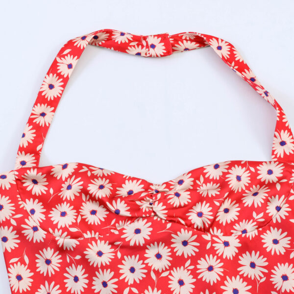 572626702 Flower print halter neck dress for women