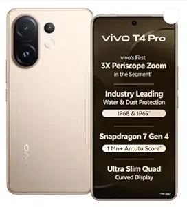 41bC2DTCv2L._SY300_SX300_QL70_FMwebp_.webp vivo T4 Pro 5G (Blaze Gold, 128 GB) (8 GB RAM) | 6500 mAh Battery | 7 Gen 4 Processor | 6.77" AMOLED Display | 50MP + 2MP + 50MP | 32MP Front Camera |
