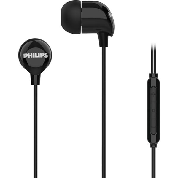 41gSn0Ykz7L._SX679_.jpg Philips Audio TAE1159BK/00 in-Ear Wired Earphones with C-Type Jack, 10mm Drivers, Inline Mic, Powerful Bass and Clear Sound, Tangle Free 1.2m Cable and 3 x Inter Changeable Ear Tips (Black)