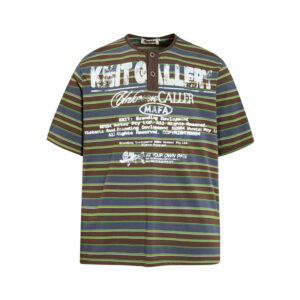 572626166 Contrast striped Henry collar short sleeved T-shirt