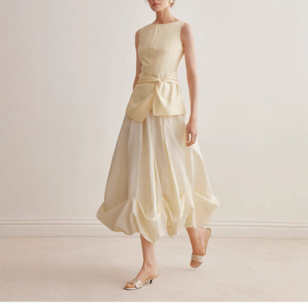 572626733 Chic Bubble Skirt Women Spring Summer Design Pleated Hem Mini A-Line Skirt