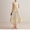 572626731 Chic Bubble Skirt Women Spring Summer Design Pleated Hem Mini A-Line Skirt