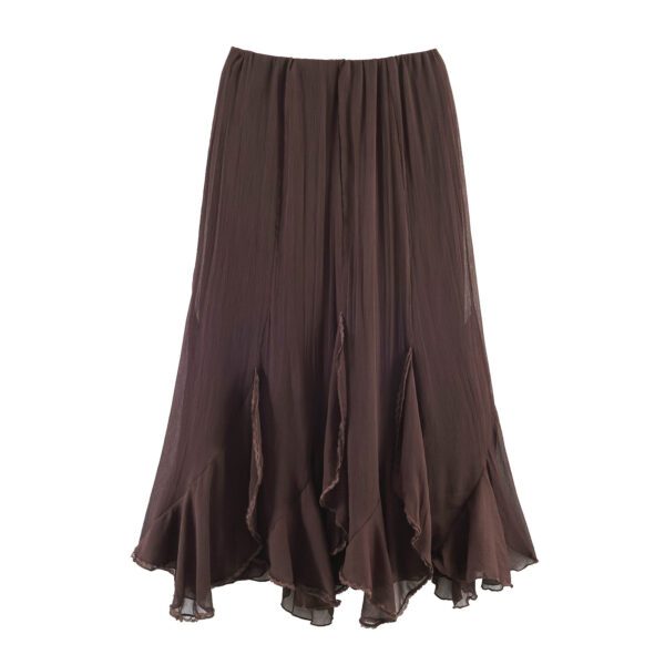 572626729 Commuting style lace layered decorative MIDI skirt