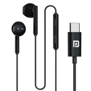 51Bl64-u7L._SX679_.jpg Portronics Conch Theta C in Ear Type C Wired Earphones with in Line HD Mic, Powerful Audio, 14.2mm Driver, Unique Earbuds Design, TPE Anti Tangle Wire, in line Controls, Wide Compatibility(Black)