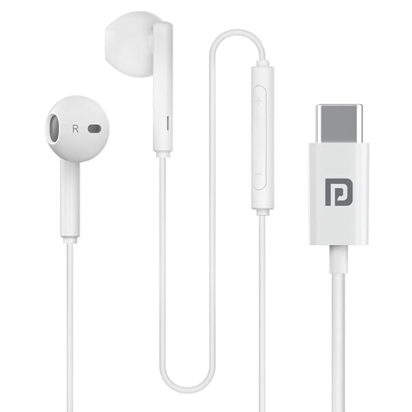 51GGwjwSr0L._SX679_.jpg Portronics Conch Theta C in Ear Type C Wired Earphones with in Line HD Mic, Powerful Audio, 14.2mm Driver, Unique Earbuds Design, TPE Anti Tangle Wire, in line Controls, Wide Compatibility(White)