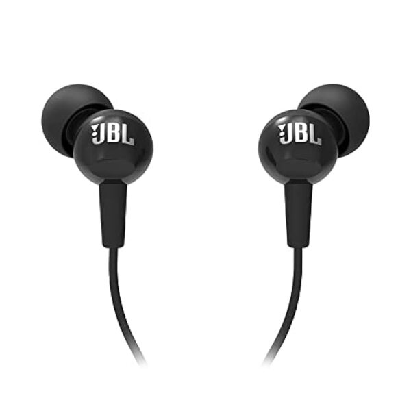 51Q8DUDT2eL._SX679_.jpg JBL C100SI Wired In Ear Headphones With Mic, Pure Bass Sound, One Button Multi-Function Remote, Premium Metallic Finish, Angled Buds For Comfort Fit (Black)