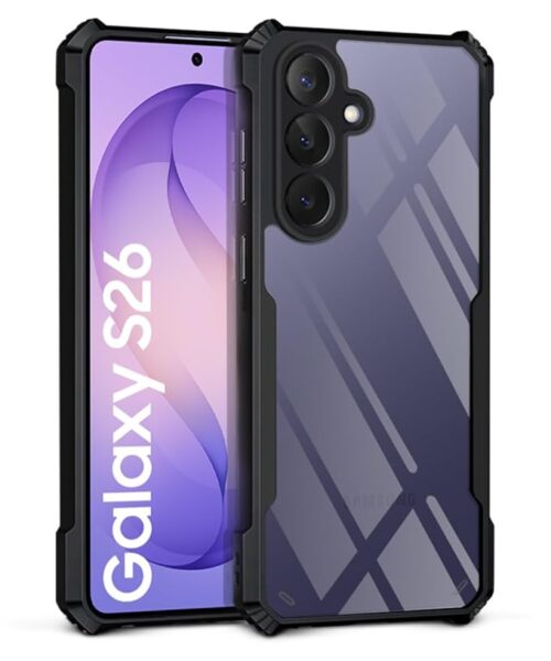WOW IMAGINE Shock Proof Clear Back Case Mobile Cover for Samsung Galaxy S26 5G (Hard | Hybrid PC + TPU | Full Armour Device & Camera Protection | Black)