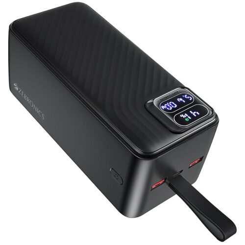 61-AFmGjrUL._SX679_.jpg ZEBRONICS EnergiPOD 50R1 Power Bank, 50000 mAh, 22.5W, PD 3.0 Type C, Rapid Charging, Outputs - Type C | Dual USB A, LED Display, Auto Protections, Made in India