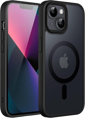 BATCHONE Back Cover for iPhone 13/14 | Matte Finish | Compatible with MagSafe | Premium Polycarbonate (Black) (Pack of 1)