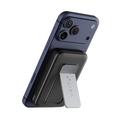 URBN 10000mAh Frost MagSafe Power Bank with Built-in Stand | 15W Magnetic Wireless Charging | 20W USB-C PD Fast Charging | Ultra Compact | Pass-Through Charging | MagTag Ring | (Black)