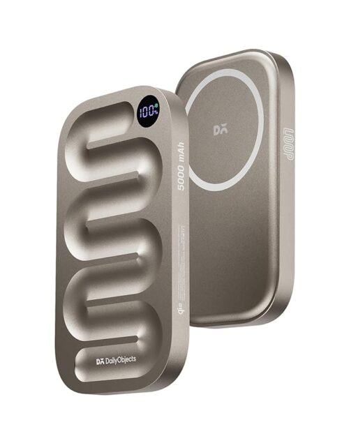 DailyObjects Loop Qi2-Certified 5000 mAh Fast Charging MagSafe-Compatible Wireless Aluminium Power Bank - Titanium Compatible with iPhone 16, 15,14,13,12 Series | Multi-Layer chipset for Protection