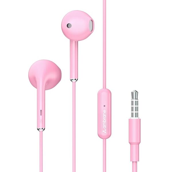 61cOv7iqzrL._SX679_.jpg Ambrane Wired Headphones in Ear Earphones with in-Line Mic for Clear Calling, 14Mm Dynamic Drivers for Boostedbass, 3.5Mm Jack, Multi-Functional Controller (Stringz 38 Lite, Pink)