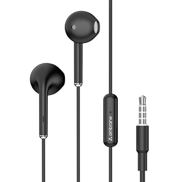 61iFeb5BqBL._SX679_.jpg Ambrane Wired in Earphones with in-line Mic for Clear Calling, 14mm Dynamic Drivers for BoostedBass™, 3.5mm Jack, Multi-Functional Controller (Stringz 38 Lite, Black)