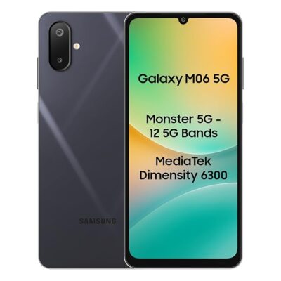 71K8ghTEGlL._SX679_.jpg Samsung Galaxy M06 5G Mobile (Blazing Black, 4GB RAM, 128GB Storage) | MediaTek Dimensity 6300 | AnTuTu 623K+ | 12 5G Bands | 25W Fast Charging | 4 Gen OS Upgrades | 50MP Camera | Without Charger