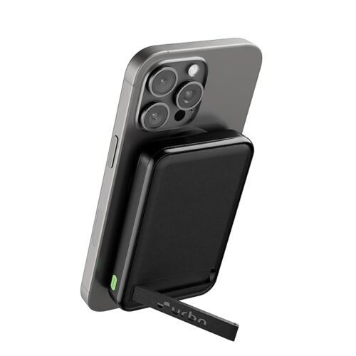 URBN Wireless Power Bank for iPhone, 10000mAh MagSafe Charging with Stand, 22.5W QC+PD Output, Strong Magnetic, for iPhone 12 & Above, Android & Other Qi Enabled Devices (Black)