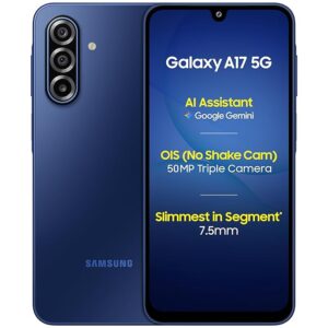 71QRVW0HiL._SX679_.jpg Samsung Galaxy A17 5G (Blue, 8GB RAM, 256GB Storage) | 50 MP No Shake Camera | Gemini Live | Circle to Search | Super AMOLED | Corning Gorilla Glass Victus | 7.5mm Sleek | AI