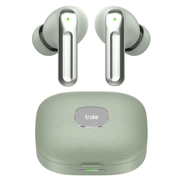 71ZisjnWwHL._SX679_.jpg truke Mega 9 New Launch True Wireless in Ear Earbuds W/ 24-Bit Lossless Spatial Audio, 70H Battery Fast Charge Ear Buds, Leather Finish, 13mm Speakers TWS, 40ms Ultra Low Latency, 4Mics ENC