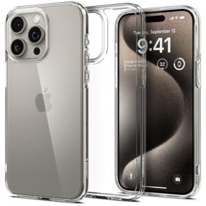 Spigen Ultra Hybrid Back Cover Case for iPhone 15 Pro, Clear Transparent, Durable Hybrid Structure - Polycarbonate + TPU | Crystal Clear