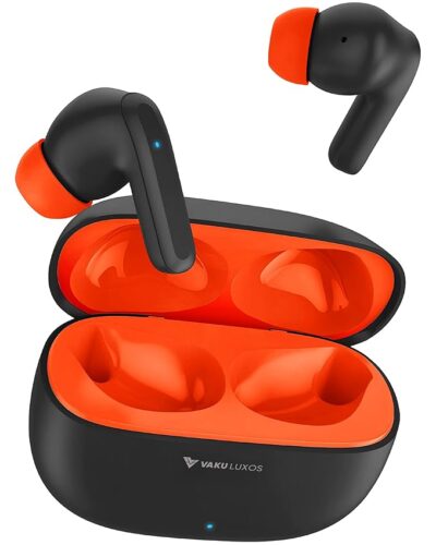 71fX9dbJxHL._SX679_.jpg Vaku Luxos ® SONAIR TWS Bluetooth 5.4 Earbuds | 60H Playtime | Touch Controls | Type-C Fast Charging | 10mm Driver | Voice Assistant | Deep Bass Wireless Earbuds with Charging Case- Black/Orange