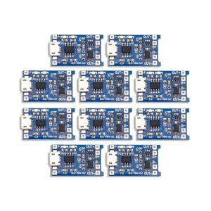 71jnQR0dEL._SX679_.jpg Electronic Spices TP4056 Micro USB Lithium Battery Charging Converter with Overcharge Discharge Over-Current Protection Charging Board (5V,18650), (10)