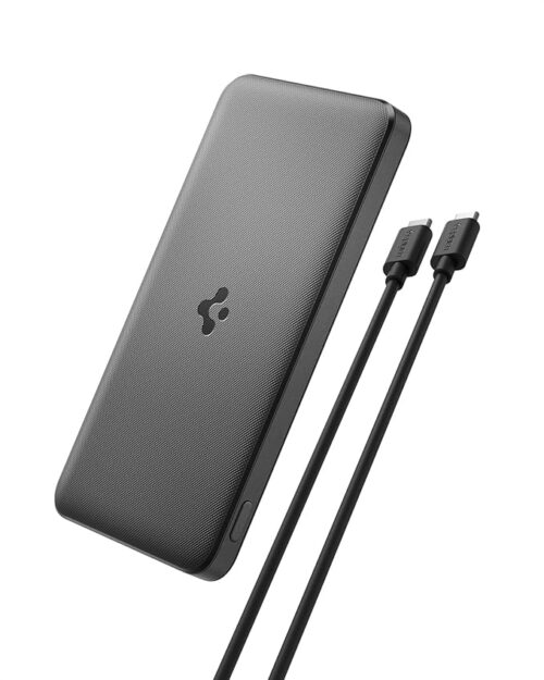 Spigen ArcPack 10000mAh Power Bank, PD3.0, Fast Charging, 22.5W Max Output, 2 Type-C Ports, 1 USB-A Port - (ABS+PC, Black) (Black, PA2301)