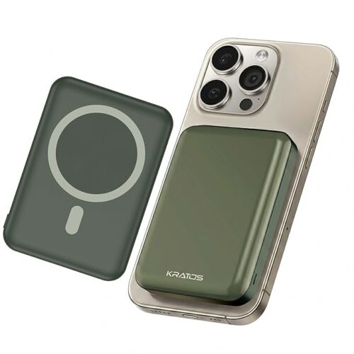 71sXl2H717L._SX679_.jpg Kratos Magsafe Wireless Power Bank 10000mAh, 22.5W Fast Charging with 15W Wireless Output, Strong Magnetic Hold, USB Type-C, Compatible with iPhone 12 & Above, Android Qi Devices (Green)