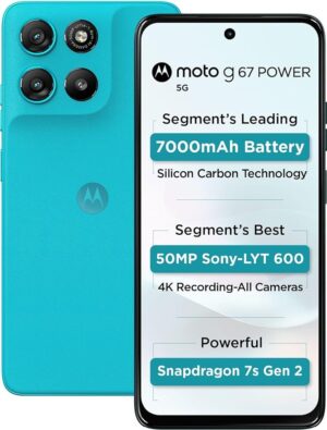 71tVkeGl1xL._SY879_ Motorola G57 Power 5G (Fluidity, 8GB RAM, 128GB Storage)| Snapdragon 6s Gen 4 Processor | 6.72" FHD+ Display | 50MP LYT-600 + 8MP Ultrawide | 8MP Selfie Camera | 7000mAh Battery, 33W TurboPower | IP64