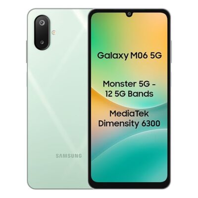 71vibvcdAlL._SX679_.jpg Samsung Galaxy M06 5G Mobile (Sage Green, 4GB RAM, 128GB Storage) | MediaTek Dimensity 6300 | AnTuTu 623K+ | 12 5G Bands | 25W Fast Charging | 4 Gen OS Upgrades | 50MP Camera | Without Charger