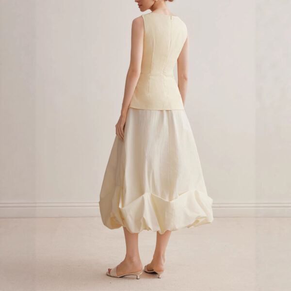 572626734 Chic Bubble Skirt Women Spring Summer Design Pleated Hem Mini A-Line Skirt