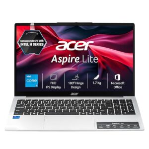 acer Aspire Lite,13th Gen, Intel Core i5-13420H Processor, 16 GB RAM, 512 GB SSD, Full HD IPS, 15.6"/39.62 cm, Windows 11 Home, MS Office, Pure Silver, 1.70 kg, AL15-52H, Thin and Light Laptop
