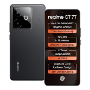 81IytpoiMjL._SX679_.jpg realme GT 7T (IceSense Black,8GB+256GB) | MediaTek D8400 MAX | Strongest Battery Combo 7000mAh + 120W | AI 4K 60FPS Travel Camera | 360° Cooling IceSense Design with Graphene | 6000 nits Display