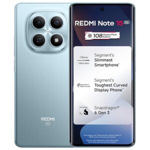 81SxS-bDvVL._SX679_.jpg REDMI Note 15 5G (Glacier Blue, 8GB RAM 128GB Storage) | 108MP OIS Camera | Snapdragon 6 Gen 3 | 17.2cm Tough Curved AMOLED Screen | Segment's Slimmest Phone | 5520mAh Si/C Battery | 45W Fast Charging