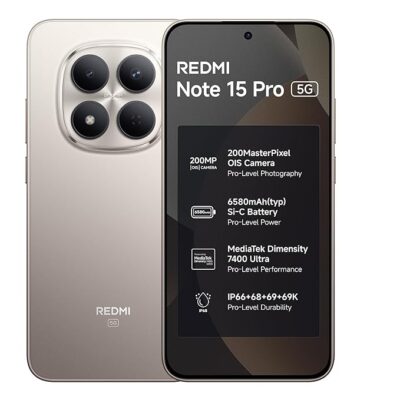 81UgjzCNSrL._SX679_.jpg REDMI Note 15 Pro 5G (Silver Ash 8GB+256GB) | 200MasterPixel OIS Camera | Dimensity 7400-Ultra | 17.3cm CrystalRes AMOLED Screen | IP66/68/69/69K | Mega 6580mAh Si/C Battery | 45W Fast Charging