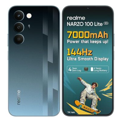 81VLfISX7NL._SX679_ realme narzo 100 Lite 5G (Thunder Black,4GB+128GB) | 7000mAh Titan Battery | 4 Years, Zero Lag | 144 Hz Ultra Bright Display | 6 nm Octa-core 5G Chipset | Color Pop Design | VC Cooling