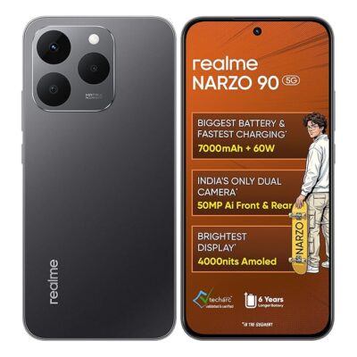 81c-THT67CL._SX679_ realme NARZO 90 5G (Carbon Black,6GB+128GB) | 7000mAh Biggest Battery | 60W Fastest Charging | 50MP Front & Rear AI Cameras | 4000nits Brightest Display | AI Assist | IP69 Dust & Water Resistance