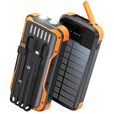 81hDZdgkGxL._SX679_.jpg Solar Charger Power Bank, PD 20W Fast Charging External Batter, 40000mAh Portable Phone Charger Built in 4 Cables with Dual Bright Flashlights for Camping, Hiking, and Outdoor Use