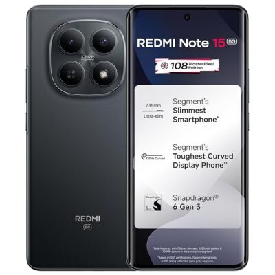 81pLVldevuL._SX679_.jpg REDMI Note 15 5G (Black, 8GB RAM 128GB Storage) | 108MP OIS Camera | Snapdragon 6 Gen 3 | 17.2cm Tough Curved AMOLED Screen | 5520mAh Battery | 45W Fast Charging
