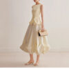 572626732 Chic Bubble Skirt Women Spring Summer Design Pleated Hem Mini A-Line Skirt