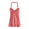 572626701 Flower print halter neck dress for women