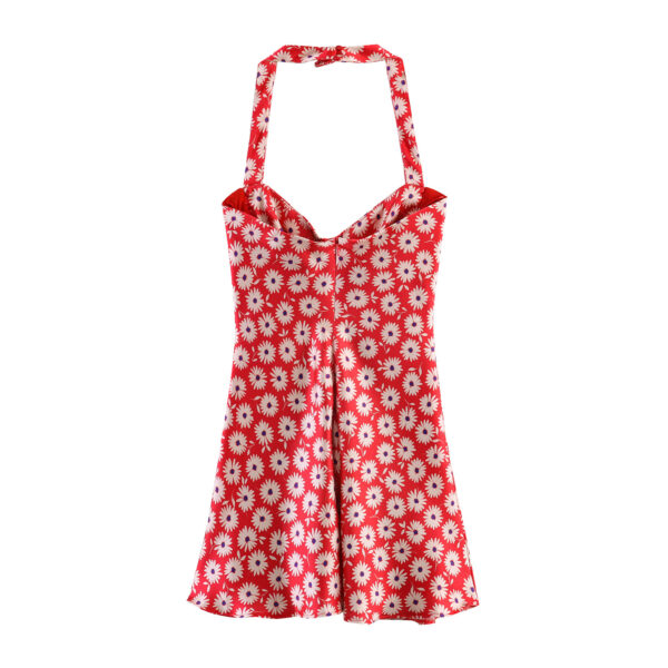 572626701 Flower print halter neck dress for women