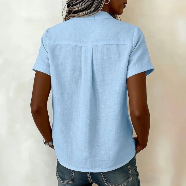 572626140 Solid color cross round neck short sleeved loose irregular top