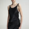 572626722 New Textured Satin Strapless Dress with Wrap Front, Pleated Satin Tie-Back Sleeveless Long Dress