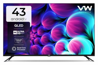 714bzv9r8uL._SL1500_.jpg VW 109 cm (43 inches) Glow Series 4K UHD Smart QLED Android TV VW43PRO+ (Black)