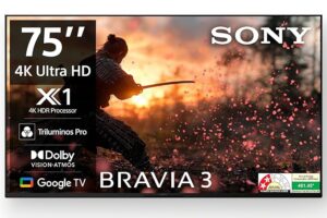 81N3x6gGxtL._SX679_.jpg Sony BRAVIA 3 Series 189 cm (75 inches) 4K Ultra HD AI Smart LED Google TV K-75S30B (Black)